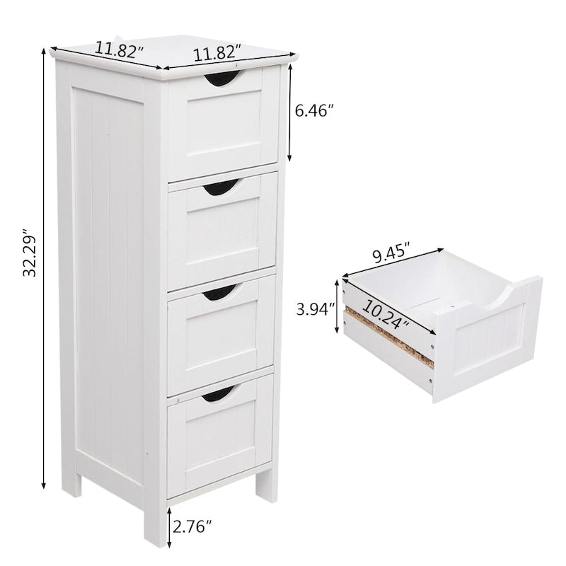 32FCH 4 Drawers bathroom ark Storage Cabinet white