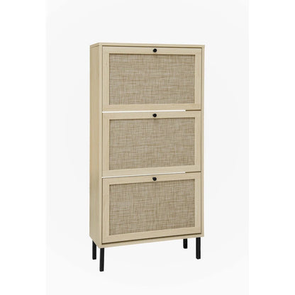 Rattan 3 Door Shoe Rack