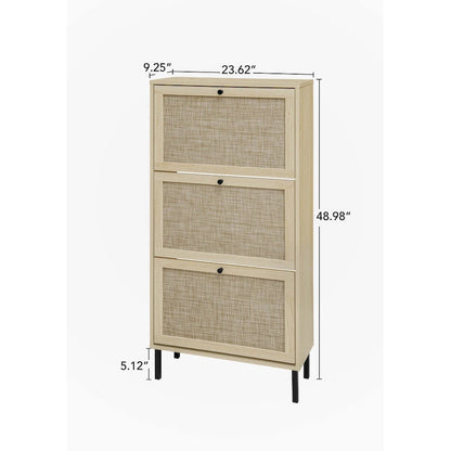 Rattan 3 Door Shoe Rack