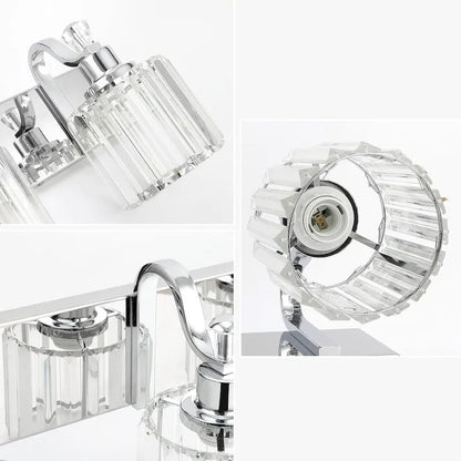 Modern Chrome Led Crystal Vanity Lights Over Mirror 4 Lights