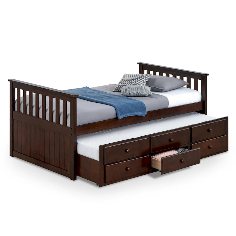Furniture of America Zorina Twin Captain Bed with Trundle and Three Drawers