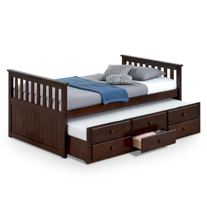 Furniture of America Zorina Twin Captain Bed with Trundle and Three Drawers