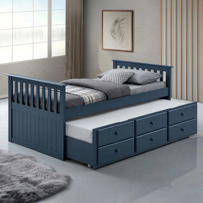 Furniture of America Zorina Twin Captain Bed with Trundle and Three Drawers
