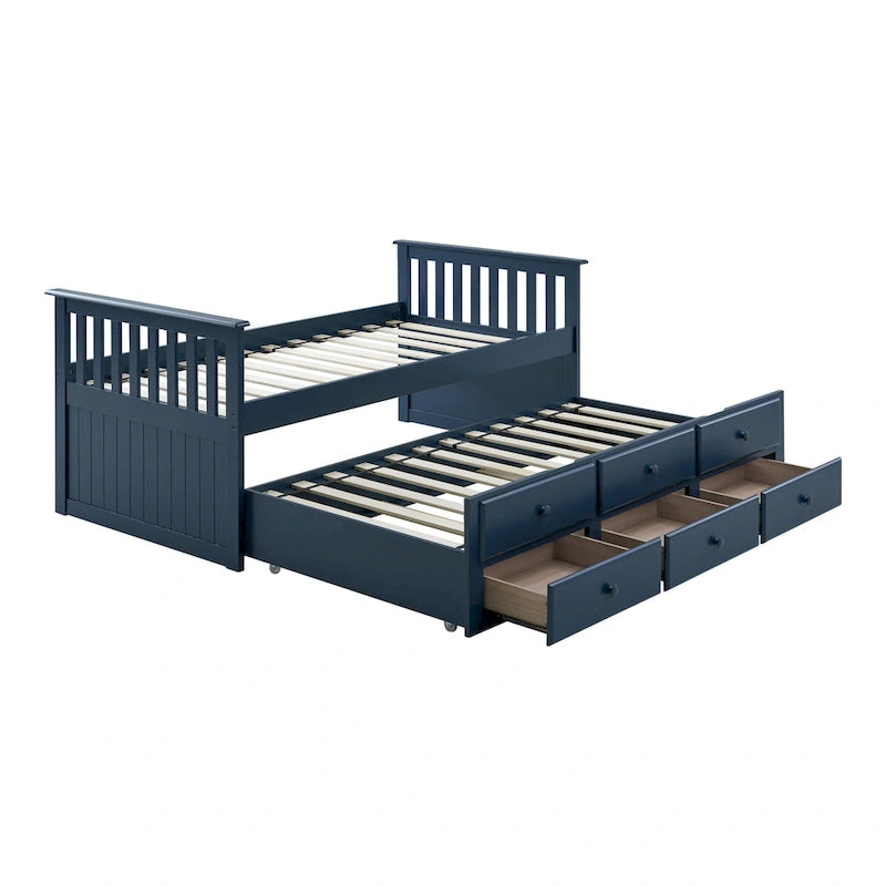 Furniture of America Zorina Twin Captain Bed with Trundle and Three Drawers