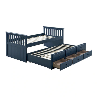 Furniture of America Zorina Twin Captain Bed with Trundle and Three Drawers