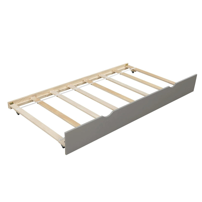 Grey Pine Wood Twin Daybed with Trundle and Slat Kit - Elegant and Functional