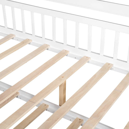 Full Wooden House Bed with Twin Trundle