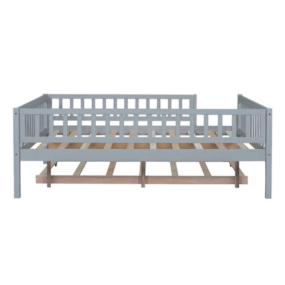 Full Size Wood Daybed With Trundle and Fence