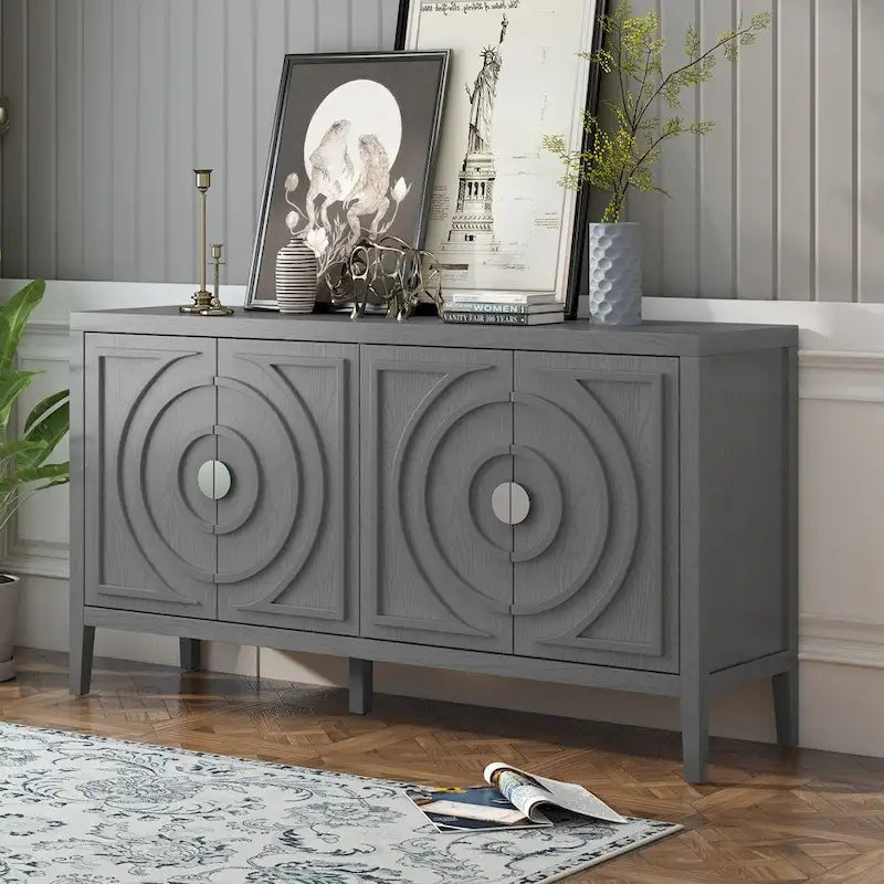 Retro Sideboarddoor with Circular Groove Design Round Metal Door Handle