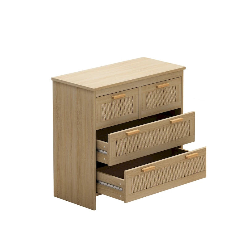 4 Drawers Rattan Cabinet,for Bedroom,Living Room,Dining Room,Hallways