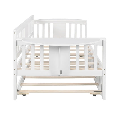 Twin Wooden Daybed with Trundle Bed , Sofa Bed for Bedroom Living Room