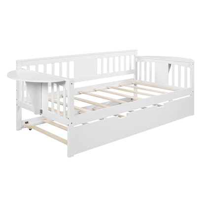 Twin Wooden Daybed with Trundle Bed , Sofa Bed for Bedroom Living Room