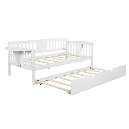 Twin Wooden Daybed with Trundle Bed , Sofa Bed for Bedroom Living Room