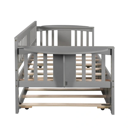 Twin Wooden Daybed with Trundle Bed , Sofa Bed for Bedroom Living Room