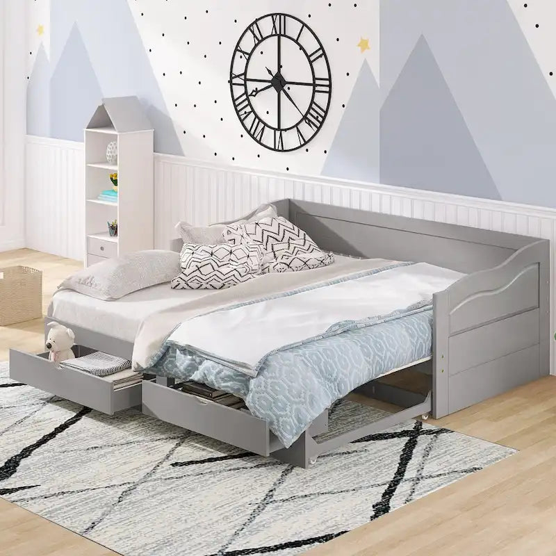 Daybed with Trundle Bed and Storage Drawers