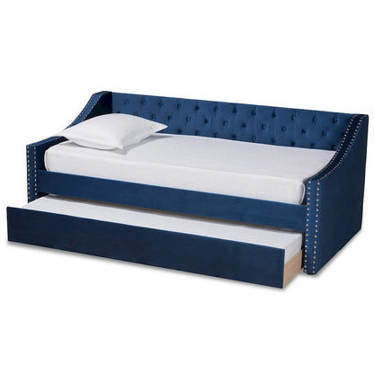 Raphael Modern Velvet Fabric Upholstered Daybed with Trundle