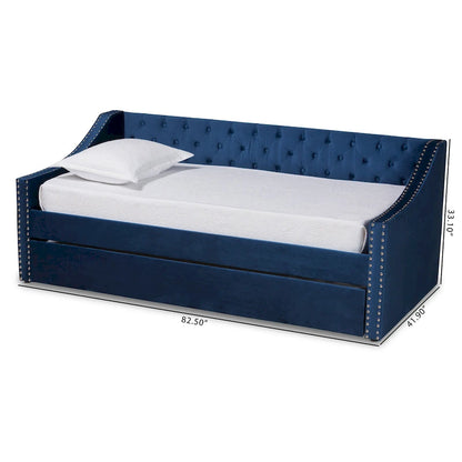Raphael Modern Velvet Fabric Upholstered Daybed with Trundle