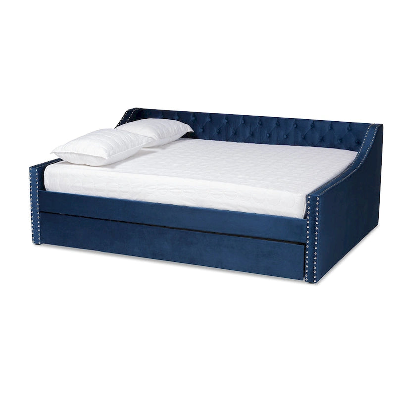 Raphael Modern Velvet Fabric Upholstered Daybed with Trundle