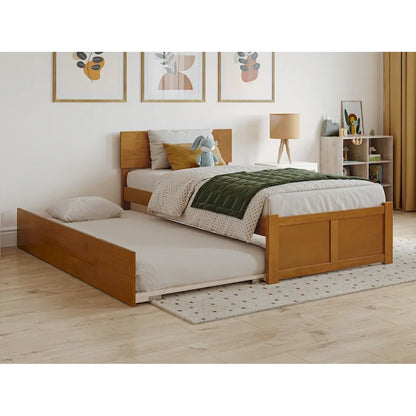 Orlando Platform Bed with Footboard and Twin Trundle Bed