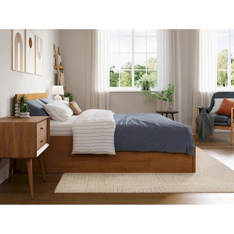 Orlando Platform Bed with Footboard and Twin Trundle Bed
