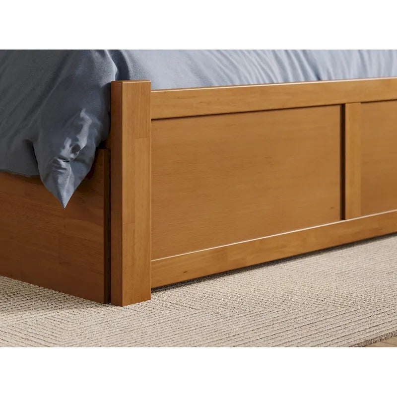 Orlando Platform Bed with Footboard and Twin Trundle Bed