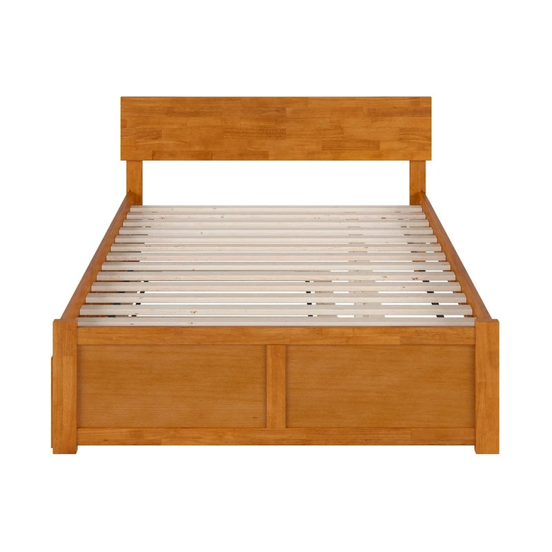 Orlando Platform Bed with Footboard and Twin Trundle Bed
