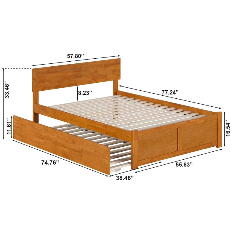 Orlando Platform Bed with Footboard and Twin Trundle Bed