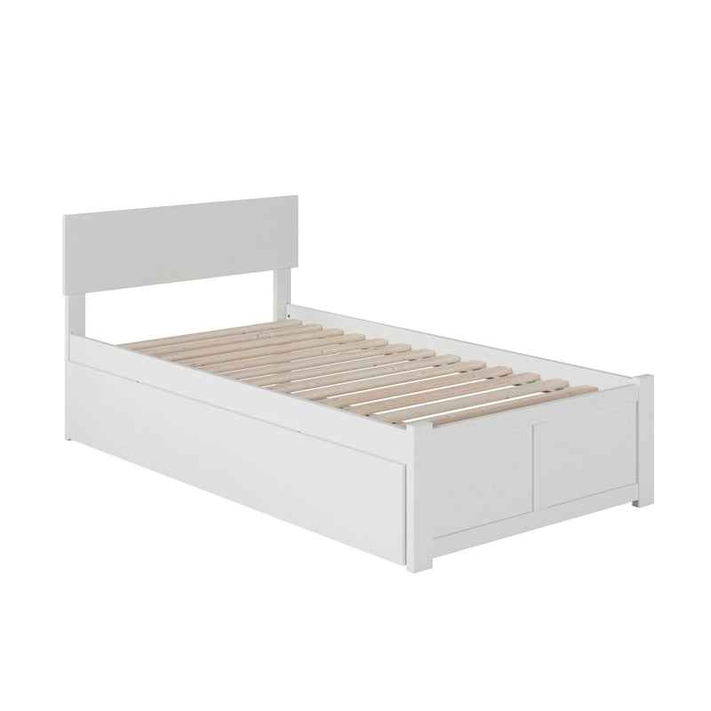 Orlando Platform Bed with Footboard and Twin Trundle Bed