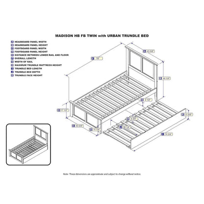 Madison Platform Bed with Matching Footboard and Twin Trundle
