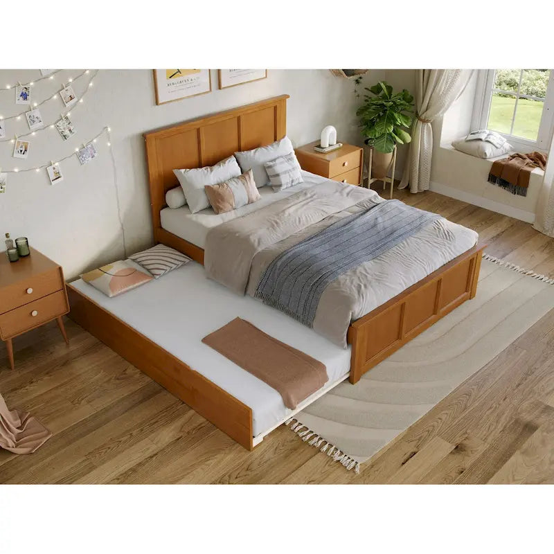 Madison Platform Bed with Matching Footboard and Twin Trundle