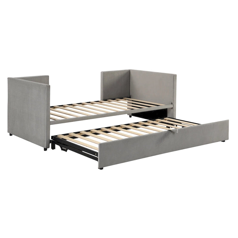 Twin Size Upholstered daybed with Pop Up Trundle
