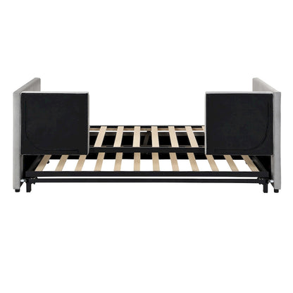 Twin Size Upholstered daybed with Pop Up Trundle