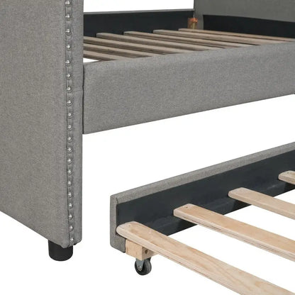 Daybed with Trundle, Full Size Upholstered Daybed with Twin Size Trundle