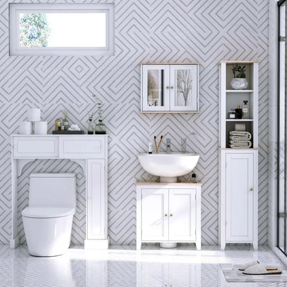 HomCom Freestanding Over Toilet Bathroom Storage Cabinet - White - 35*9*41