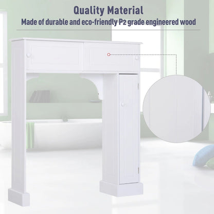 HomCom Freestanding Over Toilet Bathroom Storage Cabinet - White - 35*9*41