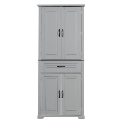72Tall Bathroom Storage Cabinet with Doors and Drawer, Multiple Storage Space, Adjustable Shelf, Grey