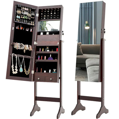 Fashion Simple Jewelry Storage Mirror Cabinet With LED Lights
