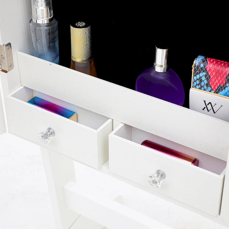 Fashion Simple Jewelry Storage Mirror Cabinet With LED Lights