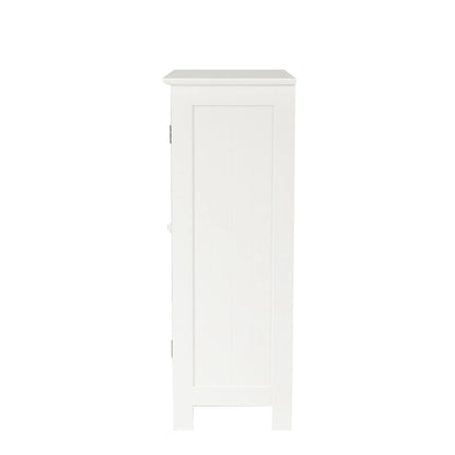 White Wood 4-Drawer 1-Door Bathroom Storage Cabinet - 32.68 H x 22.05 W x 11.81 D