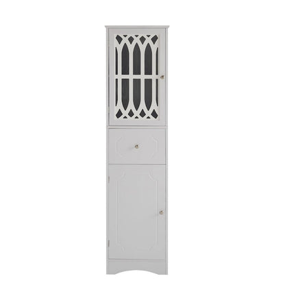 Merax Freestanding Tall Bathroom Cabinet with Acrylic Door
