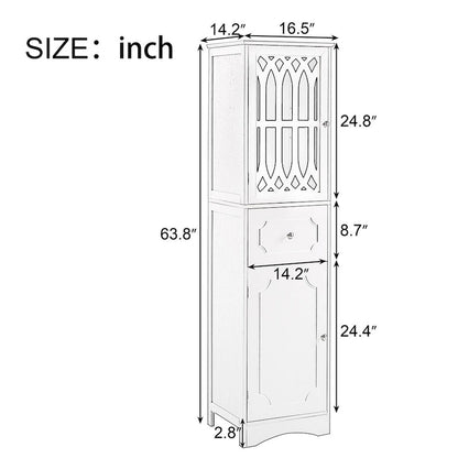 Merax Freestanding Tall Bathroom Cabinet with Acrylic Door