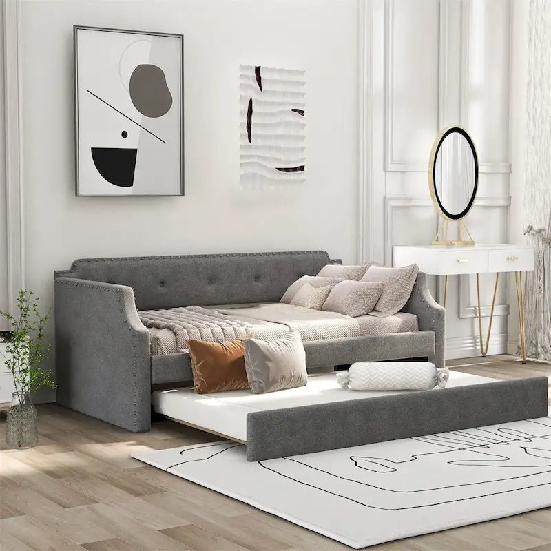 Merax Twin Upholstered Daybed with Trundle