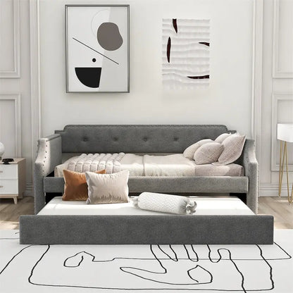 Merax Twin Upholstered Daybed with Trundle