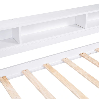 Merax Twin XL Wood Daybed with 2 Trundles, 3 Storage Cubbies, 1 Light for Free and USB Charging Design