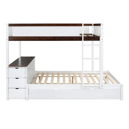 Full-Over-Full Bunk Bed with Twin size Trundle, Storage and Desk, Full Size Bunk Bed