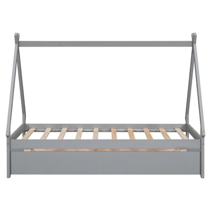 Twin size Tent Floor Bed with Trundle