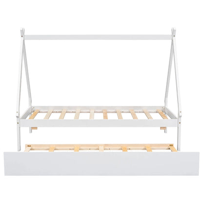 Twin size Tent Floor Bed with Trundle