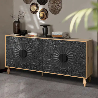 Carved Symmetrical Design Door Sideboards