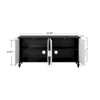 Carved Symmetrical Design Door Sideboards