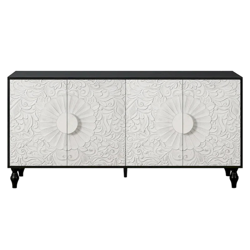 Carved Symmetrical Design Door Sideboards